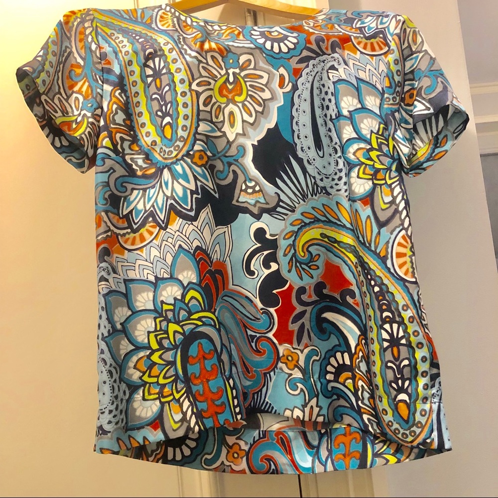J crew paisley print short sleeve top